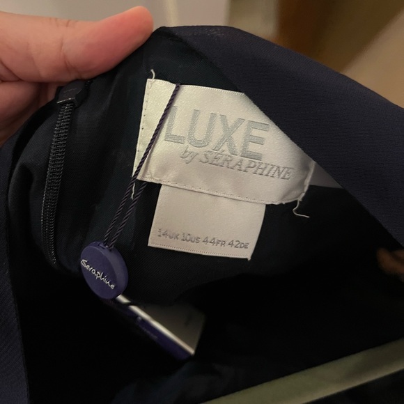 NWT Seraphine Gisele Deep Blue Beaded Maternity Cocktail Dress size 10 - Picture 11 of 12